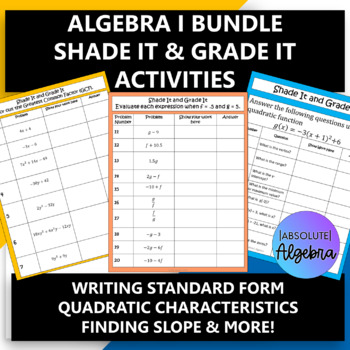 Preview of Algebra 1 Bundle Shade It and Grade It Activities
