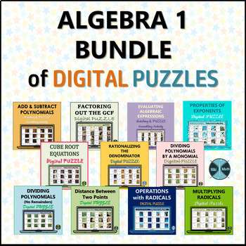 Preview of Algebra 1 Bundle of Digital Puzzles (Google Slides Products)