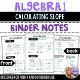 Algebra 1 - Calculating Slope and Rate of Change - Binder Notes