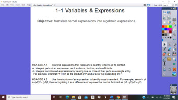 Preview of Algebra 1 Ch 1 Expressions, Equations, & Functions-Activinspire Flipcharts
