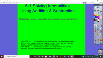Preview of Algebra 1 Ch 5: Linear Inequalities - Activinspire Flipcharts