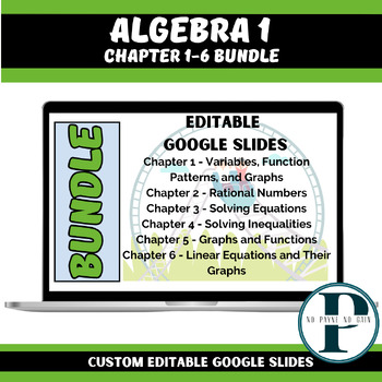 Preview of Algebra 1 Chapter 1-6 Editable Google Slides (Semester 1)