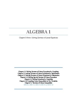 Preview of Solving Systems~Algebra 1 Ch 5 Student Notes~Big Ideas Aligned