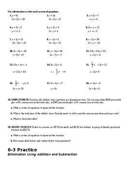 Algebra 1 - (Chapter 6) Systems of Linear Equations and Inequalities