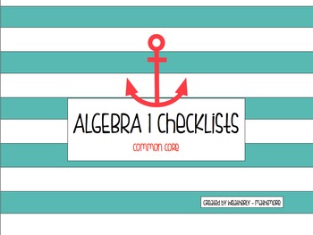 Preview of Algebra 1 - Checklists for Common Core Standards