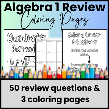Preview of Algebra 1 Coloring Page|Quadratic Formula |Order of Operations|Linear Equations)
