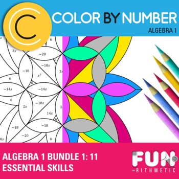 Preview of Algebra 1 Color by Number Bundle 1: 11 Essential Skills *Differentiated*