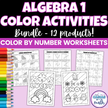 Preview of Algebra 1 Coloring Activity Worksheets BUNDLE