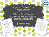 Algebra 1 Common Core Regents Review Quiz Bundle