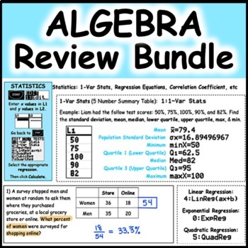 Preview of Algebra 1 Common Core Regents Review and Test Prep Bundle