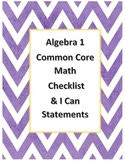 Algebra 1 Common Core Standards Checklist and I Can Statements
