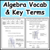 Algebra 1 Common Core Study Guides on Vocab and Key Terms Bundle