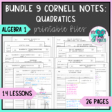 Algebra 1 Cornell Notes - Bundle 9 - Quadratics - NO PREP