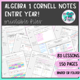 Algebra 1 Cornell Notes - Entire Year -  NO PREP