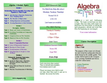 Preview of Algebra 1 Course Information Flyer - Open House - Editable