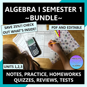 Preview of Algebra 1 Curriculum 1st Semester Units 1-3 Editable