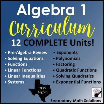 Preview of Algebra 1 Curriculum - Texas TEKS Aligned