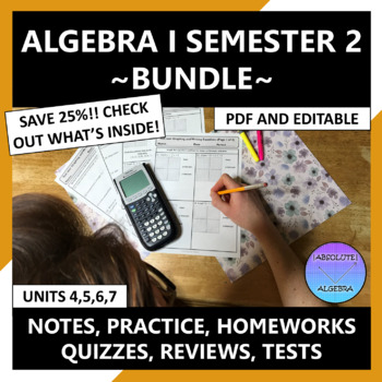 Preview of Algebra 1 Curriculum 2nd Semester Units 4-7 Editable