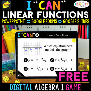 Preview of Algebra 1 DIGITAL I CAN Math Game | Linear Functions | FREE