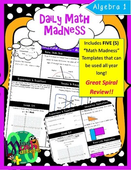 Preview of Algebra 1 Daily Math Madness [Daily Spiral Review Activity] | Fun Activity!!