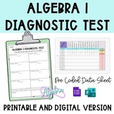 Algebra 1 Diagnostic Test Printable and Digital (Back to School)