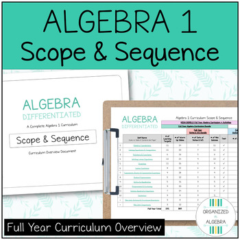 Preview of Algebra 1 Curriculum Differentiated Overview Scope and Sequence