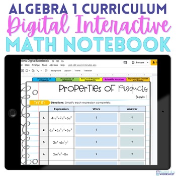 Preview of Algebra 1 Digital Interactive Notebook