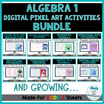 Preview of Algebra 1 Digital Pixel and Puzzle Art BUNDLE
