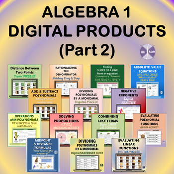 Preview of Algebra 1 Digital Resources Growing Bundle (Google Slides products) PART 2