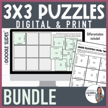 Preview of Algebra 1 Digital and Printable 3x3 Puzzle Bundle