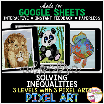 Preview of Google Sheets Digital Pixel Art Math Solving Inequalities