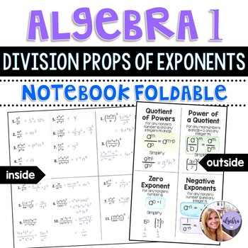 Preview of Algebra 1 - Division Properties of Exponents - Foldable