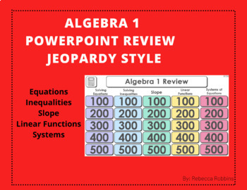 Preview of Algebra 1 End of Course PowerPoint Review Game 1 - Jeopardy Style Test Prep
