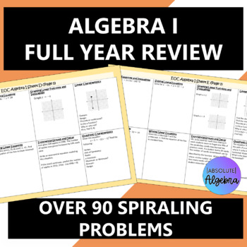 Preview of Algebra 1 EOC Review 90 Spiraling Problems