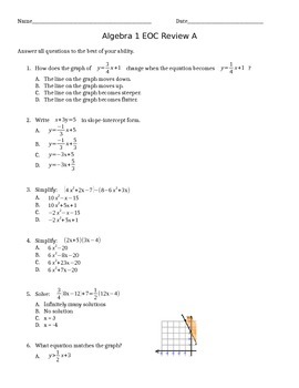 algebra eoc review