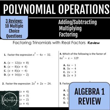 Preview of Algebra 1 EOC Review Packet | Polynomial Operations and Factoring