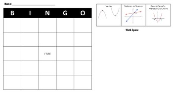 Preview of Algebra 1 EOC STAAR Review BINGO Game