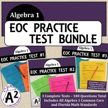 Preview of Algebra 1 EOC Practice Test Bundle
