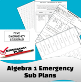 Algebra 1 Emergency Lessons 5 days - Sub Plans for a Week 