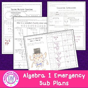 Preview of Algebra 1 Emergency Sub Plans Notes & Activities (Works in Beginning of Year)