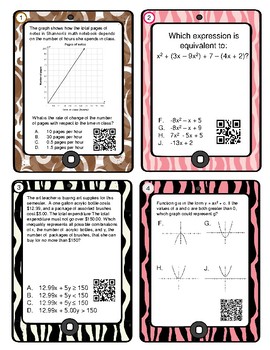 Preview of Algebra 1 End of Course Review with QR Codes