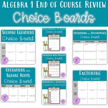 Preview of Algebra 1 End of Course Review - Choice Boards