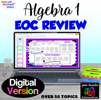 Preview of Algebra 1 End of Year Digital Review Packet Flip Book
