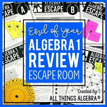 Preview of Algebra 1 End of Year EOC Review | Escape Room Activity