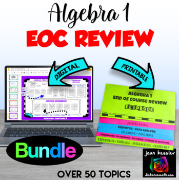 Preview of Algebra 1 End of Year Review Packet Print and Digital