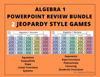 Preview of Algebra 1 End of Year Review PowerPoints - 2 Jeopardy Style Games