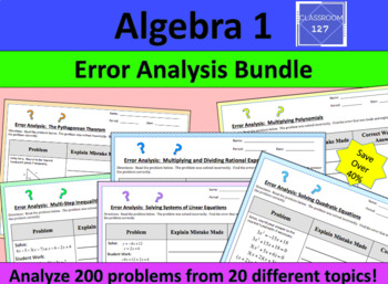 Preview of Algebra 1 Error Analysis Bundle