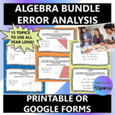 Algebra 1 Error Analysis Bundle Task Cards with Google Forms