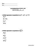 Algebra 1 Exponent Laws Mastery Quiz TEKS.A.11.A