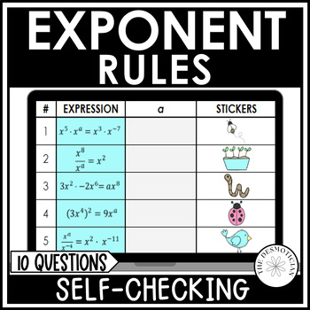 Preview of Algebra 1 Exponent Rules | Exponent Laws Activity